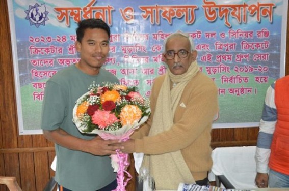 Tripura Cricket Association felicitates Vice Captain Mani Shankar Murasingh
