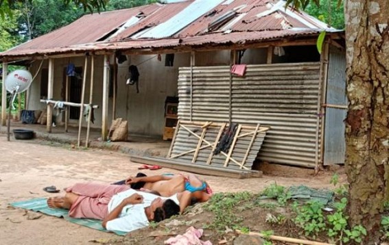 Storm, Hailstorm dismantled home : Family forced to survive under Open-Sky with Children : Seek Govt assistance