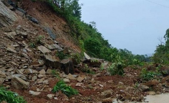 Landsliding affected transport movement via the Fatikroy-Kamalpur road