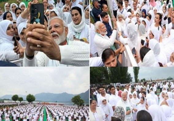 Selfies with PM Modi, dauntless spirit of Kashmir residents mark 10th Yoga Day celebrations in Srinagar IANS