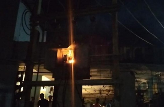 Fire sparked in transformer caused panic in Santir Bazar