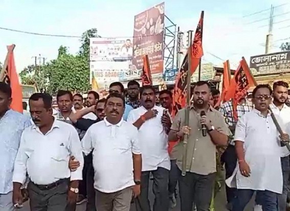 BJP protests in Bishalgarh against CPI-M leader Shankar Prasad Datta’s remarks