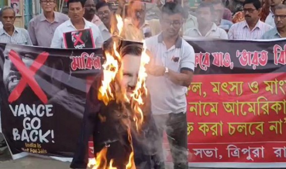 Communists burnt U.S. Vice President J.D. Vance’s effigy amid Vance’s crucial visit to India