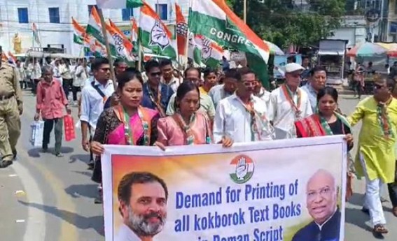 Congress organized a rally seeking Roman script for Kokborok