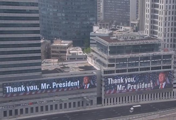 Tel Aviv honors President Trump by displaying ‘Thank You, Mr. President’ across the city
