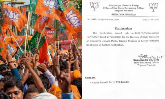 Election for Tripura BJP President Post is Postponed until further order