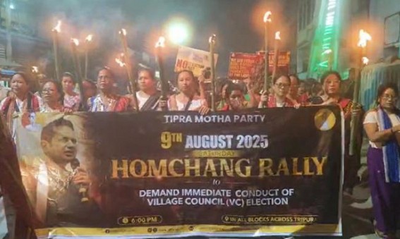 Tipra Motha party’s Torchlight Rally on World Indigenous Day