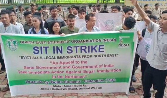 Seeking removal of Illegal Immigrants, NESO staged 3-hour demonstration in Agartala Circuit House