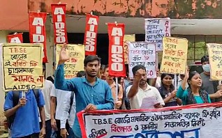 Protest in Tripura against Tripura Education Board's Huge Fee Hikes 