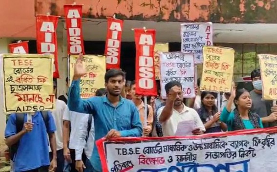 Protest in Tripura against Tripura Education Board's Huge Fee Hikes 