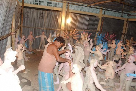 Kamalpur : Durga Puja preparations at final stage 