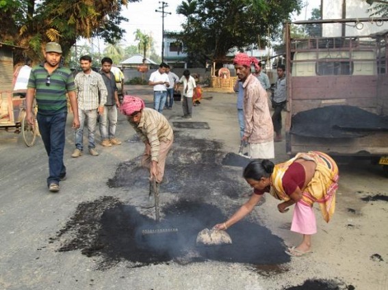 Polishing work in Kakraban-Udaipur Road is on war footing ahead of PM Modi's visit : PWD wakes up from slumber