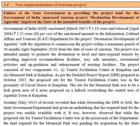 Failure to provide land for  'Destination Development of Agartala Project'  brings deprivation for Tripura