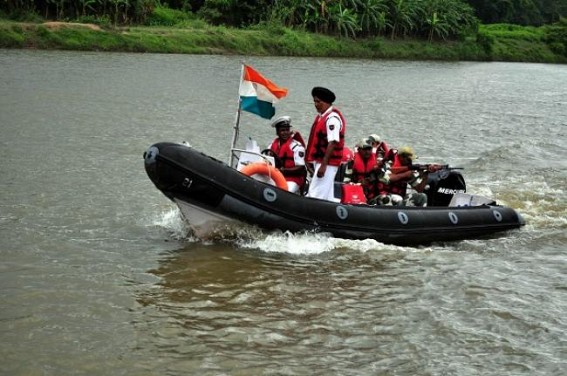 Smuggling of drugs, arms rampant across twelve kilometer unfenced Indo-Bangla international border at Sonamura: India to tighten vigil along Indo-Bangla border; BSF DIG B S Tolia talks to TIWN