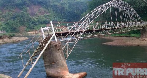 Dilapidated condition of the Gomati Bridge , a glaring example of corruption in Manik ruled Tripura