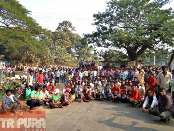 4 hours road blockade strikes traffic movement at Teliamura 
