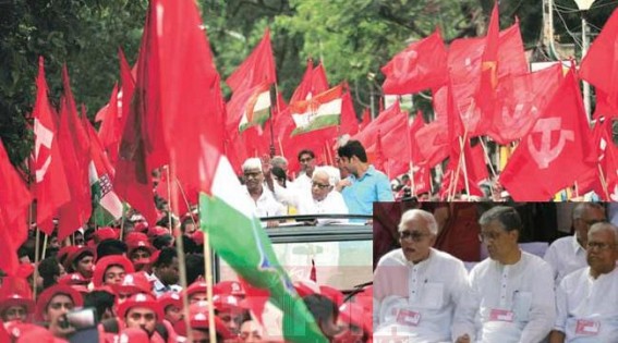  Red flag fluttering alongside Congress tricolour in WB : Ailing CPI-M leaders hit campaign trail, leads huge road show 