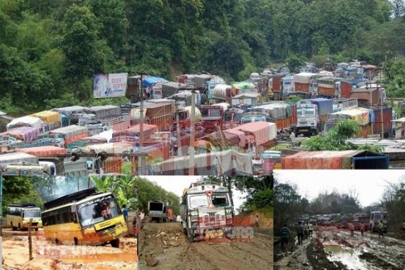 Truck drivers suffering due to food, water crisis on NH-44, Petrol crisis deepens statewide : Over 5000 vehicles stranded, 20 days of unorganized NH-44 repairing work failed to restore Tripuraâ€™s lifeline
