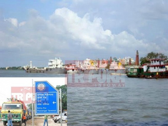 Consignment of food grains for Tripura has arrived at Akhaura Check post via Bangladesh Ashuganj river port, 2,500MT of rice in 15 trucks entered Tripura on Thursday