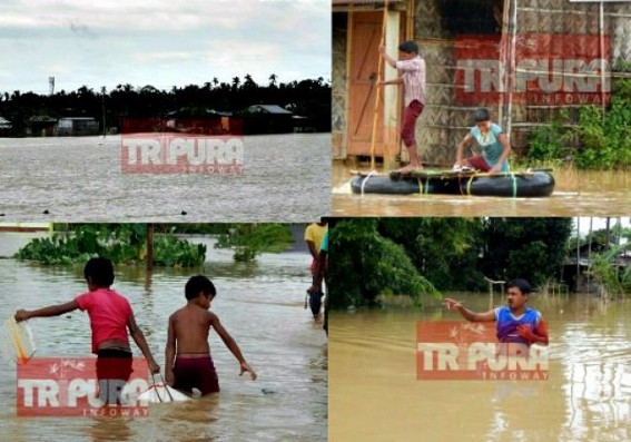 Flood hits Dharmanagar: One died, over 200 families took shelter in refugee camp, several areas inundated with water, and incessant rain creates havoc 