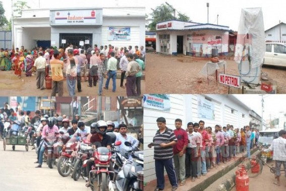 Democracy of Manikâ€™s Era : More than 1500 hapless people lined up before BOCs, Gas agencies as â€˜No respiteâ€™ from Tripuraâ€™s ongoing Petrol, LPG crisis 