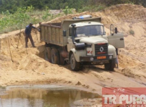 Sand mining on a rise across Gomati River : violates the order of the HC