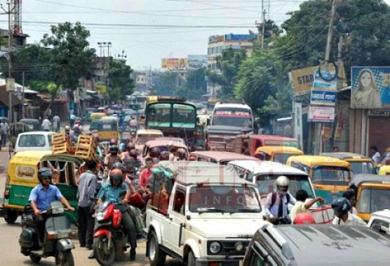 Massive traffic jam throughout the day at Agartala