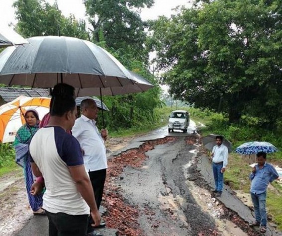 Pathetic condition of road after flood at Sonamura
