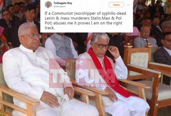â€˜If a Communist abuses me it proves I am on the right trackâ€™ : Tripura Governor attacks murderer Communist Parties since Lenin era 