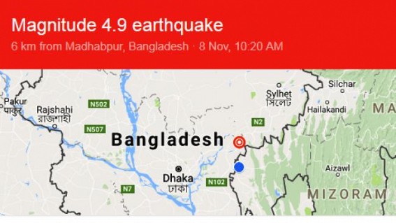Quake hits Tripura, Bangladesh, no report of damage
