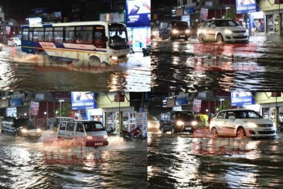 Rs. 360 crores AMC budget ! Waterlog puzzle hits Agartala City on Wednesday evening : all roads blocked, vehicles stranding
