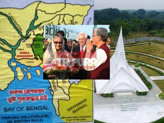 India-Bangladesh relation on peak, Tripura's Park dedicated for Indira-Mujib : But demands raising inside Tripura for recovery of Bangladesh occupied  'Chakla-Roshonabad', a great part of Comilla !