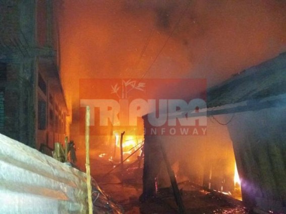 Giant Fire at Manu Bazar Market: 14 Shops burnt to ashes 