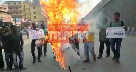 Assam journalists burnt Manik Sarkarâ€™s effigy 
