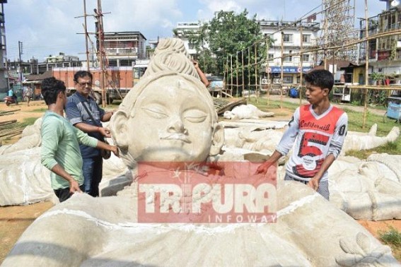Preparation on peak to create world's tallest Durga at Agartala 