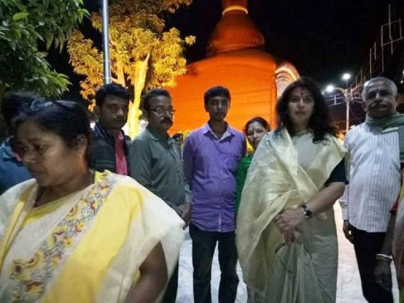 Saroj Pandey offers prayers in Tripura Sundari Temple