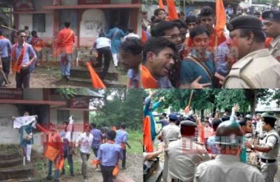 Tripura College Election : ABVP agitates after Police says â€˜No party flag inside Campusâ€™ : ABVP recovers SFI flags from Student Council, CPI-Mâ€™s murky politics under scanner 