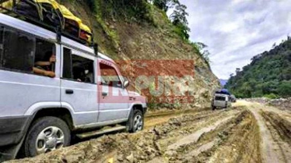 Muddy National Highway turns pathetic after rain hits Tripura 