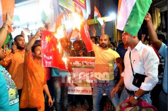 Chinaâ€™s flag burnt in CPI-Mâ€™s Tripura !