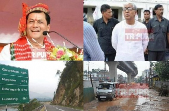 20 years of Manik Sarkar in Tripura vs  2 years of Sarbananda Sonowal at neighboring Assam :  Assam roads improved from 2016, announced maternal leaves & 7th Pay Commission, but Tripura CPI-Mâ€™s deprivations continue
