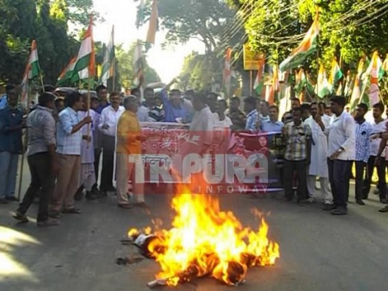 Congress, CPI-M unready to listen recent released Demonetizationâ€™s success data : Begins PM Modiâ€™s effigy burning across Tripura 