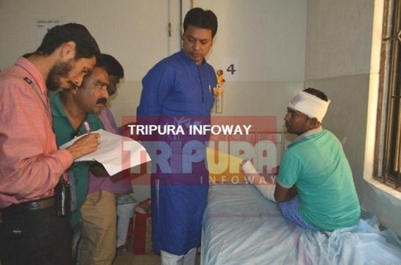 Biplab Deb meets both BJP, CPI-M injured activists at GB