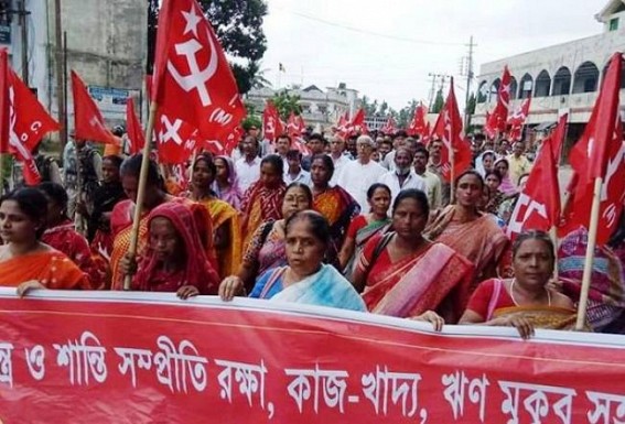 CPI-M protests for â€˜workâ€™ and â€˜foodâ€™ at Sonamura