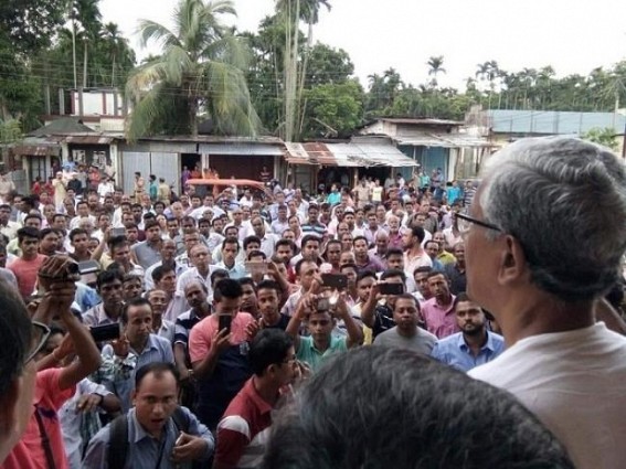 Ex-CM Manik Sarkar visits Former Deputy CM Lt. Baidyanath Majumder's statue demolition spot