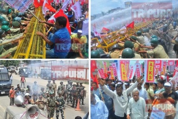 CPI-M observes â€˜Jail-Bharo Andolonâ€™ in BJP-ruled Tripura : Tear Gas, Water Canons used to disperse agitators, massive turnouts unnerved BJP Govt