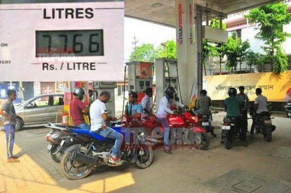 'Bhakts' celebrate 5 rupees down in fuel price : Petrol price still Rs. 77.66 in Agartala, Diesel Rs.70.79