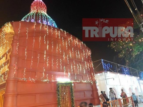 Final preparations for annual Diwali festival celebration on peak at Udaipur's ancient Tripura Sundari Temple : Security tightened across temple premises