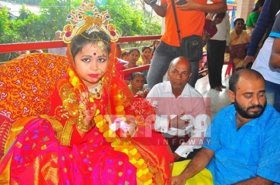 Kumari Puja marks annual  Kali Puja festival in Tripura : Devotees throng to temples, pandals to offer prayers to Goddess Kali 