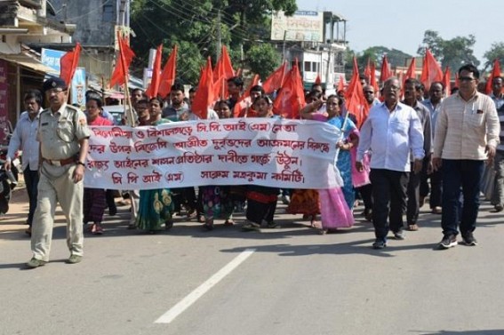 CPI-M's protest in South Dist against Belonia, Bishalgarh violence   