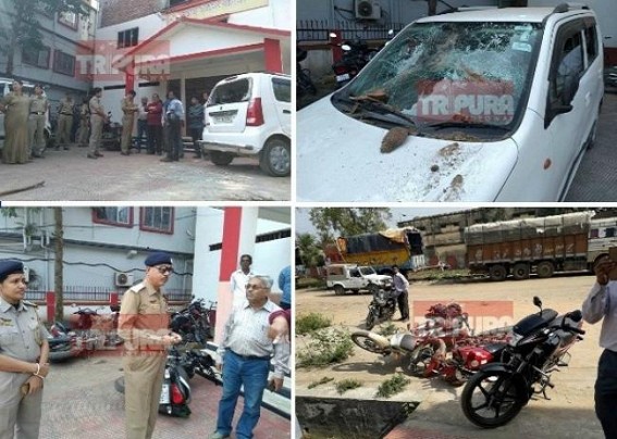 BJP, RSS's attack in CPI-M Party Office during Party meeting, 4 injured : 30 bikes, cars vandalized, FIR lodged, Organized Crimes continue under Biplab Debâ€™s direction 